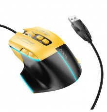 Миша HOCO GM31 Overlord luminous gaming wired mouse Black Yellow (6942007629201)