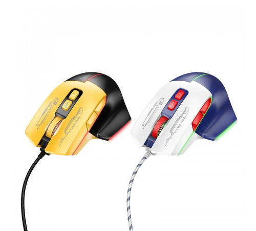 Миша HOCO GM31 Overlord luminous gaming wired mouse Black Yellow (6942007629201)