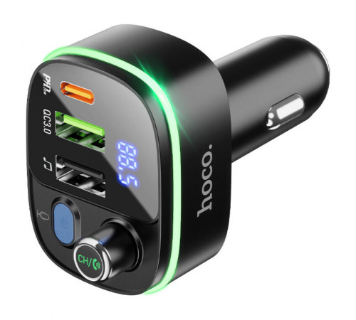 АЗП з FM-модулятором HOCO E62 Fast PD20W+QC3.0 car BT FM transmitter Black (6931474756299)