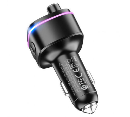 АЗП з FM-модулятором HOCO E62 Fast PD20W+QC3.0 car BT FM transmitter Black (6931474756299)