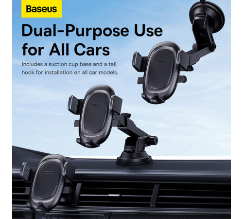 Автотримач для телефона Baseus UltraControl Pro Series Clamp-Type Car Holder Set Cluster Black (C40351600113-00)