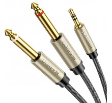 Аудіокабель UGREEN 3.5mm TRS to Dual 6.35mm TS Audio Cable 1m (Gray) (UGR-10613)