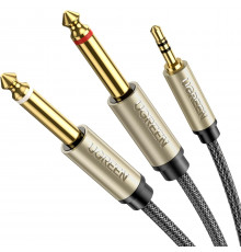 Аудіокабель UGREEN 3.5mm TRS to Dual 6.35mm TS Audio Cable 1m (Gray) (UGR-10613)