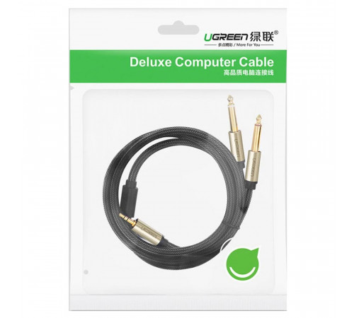 Аудіокабель UGREEN 3.5mm TRS to Dual 6.35mm TS Audio Cable 1m (Gray) (UGR-10613)
