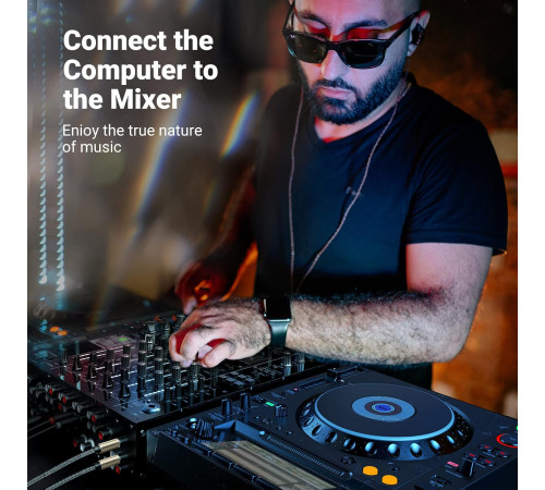 Аудіокабель UGREEN 3.5mm TRS to Dual 6.35mm TS Audio Cable 1m (Gray) (UGR-10613)