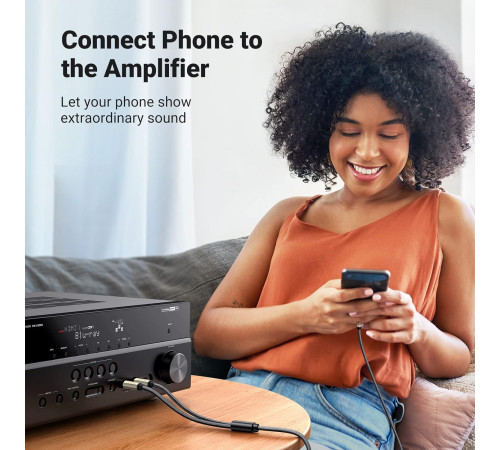 Аудіокабель UGREEN 3.5mm TRS to Dual 6.35mm TS Audio Cable 1m (Gray) (UGR-10613)