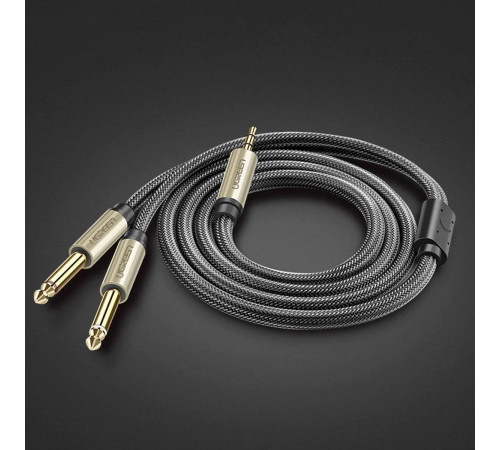 Аудіокабель UGREEN 3.5mm TRS to Dual 6.35mm TS Audio Cable 1m (Gray) (UGR-10613)