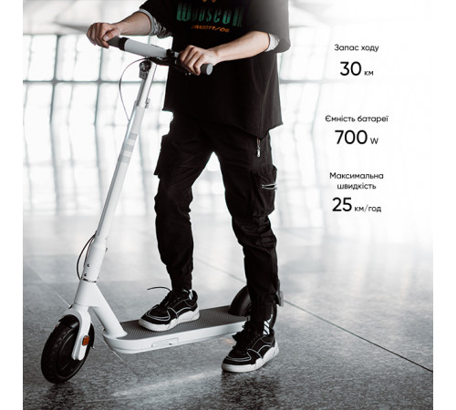 Електросамокат OKAI ES10-NEON Lite White 9", 300(600)W, 7.8Ah, 30km, 25km\h, 20%, NFC, App, 15kg (ES10-W)