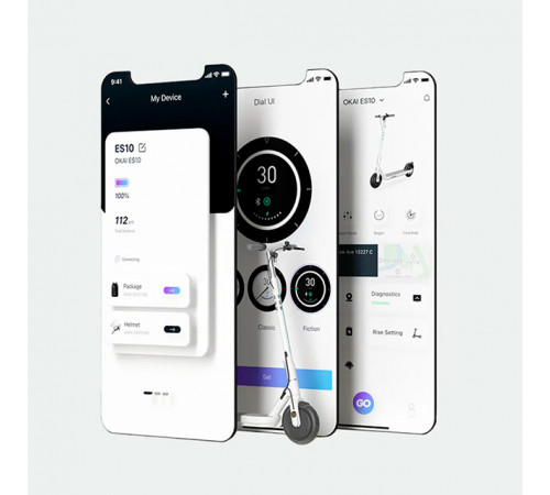 Електросамокат OKAI ES10-NEON Lite White 9", 300(600)W, 7.8Ah, 30km, 25km\h, 20%, NFC, App, 15kg (ES10-W)