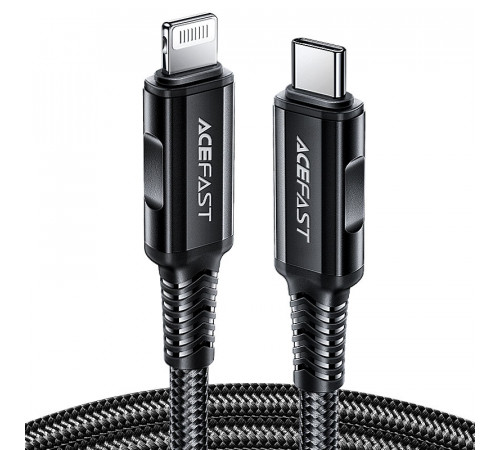 Кабель ACEFAST C4-01 Type-C to iP 3A, 30W, 1.8m, nylon, zinc connectors, Black (6974316281306)