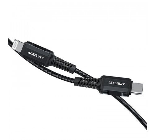 Кабель ACEFAST C4-01 Type-C to iP 3A, 30W, 1.8m, nylon, zinc connectors, Black (6974316281306)