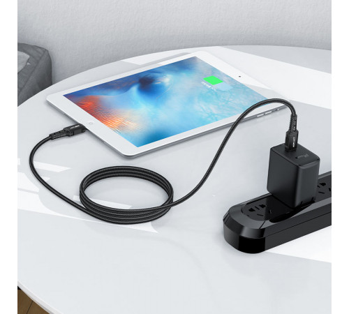 Кабель ACEFAST C4-01 Type-C to iP 3A, 30W, 1.8m, nylon, zinc connectors, Black (6974316281306)