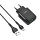 Мережевий зарядний пристрій з кабелем HOCO C72Q Glorious single port QC3.0 charger set(Micro) 18W Black (6931474732521)