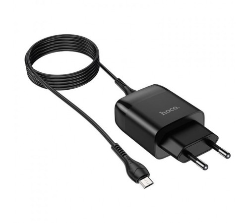 Мережевий зарядний пристрій з кабелем HOCO C72Q Glorious single port QC3.0 charger set(Micro) 18W Black (6931474732521)