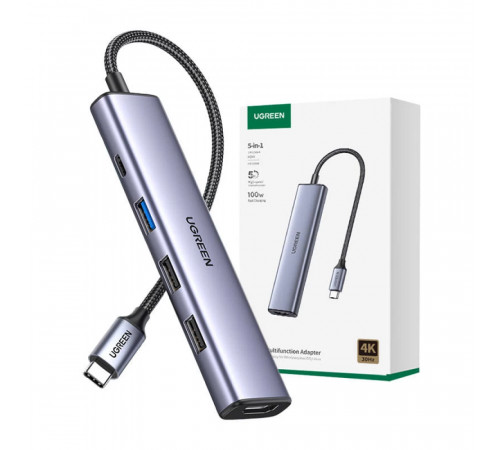 USB-хаб UGREEN CM478 USB-C To HDMI+1xUSB3.0 A+2xUSB2.0 A+PD Power Converter (UGR-15495)