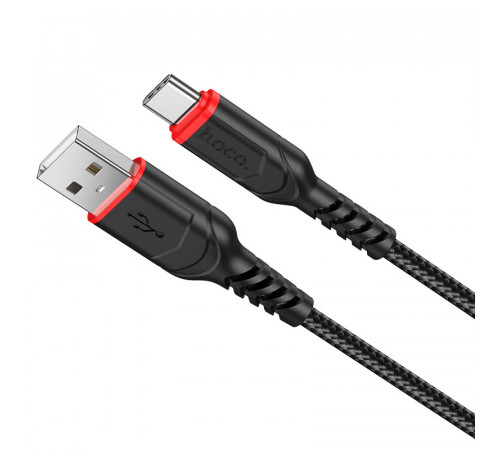 Кабель HOCO X59 USB to Type-C 3A, 1m, nylon, TPE connectors, Black (6931474744920)