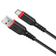 Кабель HOCO X59 USB to Type-C 3A, 1m, nylon, TPE connectors, Black (6931474744920)