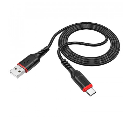 Кабель HOCO X59 USB to Type-C 3A, 1m, nylon, TPE connectors, Black (6931474744920)