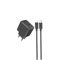 Мережевий зарядний пристрій з кабелем HOCO CS13A Ocean single port PD20W charger set(C to iP) Black (6942007603829)