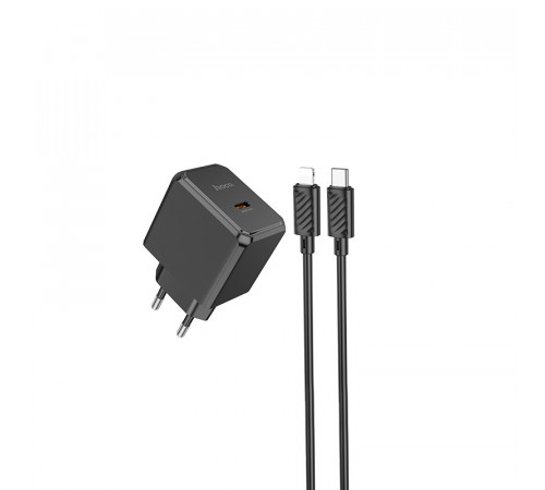 Мережевий зарядний пристрій з кабелем HOCO CS13A Ocean single port PD20W charger set(C to iP) Black (6942007603829)