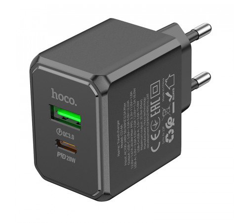 Мережевий зарядний пристрій HOCO CS14A Ocean PD20W+QC3.0 charger Black (6942007603898)