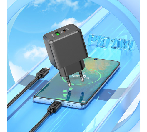 Мережевий зарядний пристрій HOCO CS14A Ocean PD20W+QC3.0 charger Black (6942007603898)