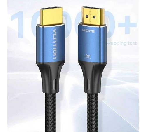 Кабель Vention Cotton Braided HDMI-A Male to Male HD v2.1 Cable 8K 5M Blue Aluminum Alloy Type (ALGLJ) (ALGLJ)