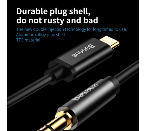 Аудіокабель Baseus Yiven Type-C male To 3.5 male, nylon braid, 1,2m, Black (CAM01-01)