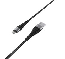Кабель BOROFONE BX32 USB to Micro 2.4A, 1m, nylon, aluminum+TPE connectors, Black (6931474710437)