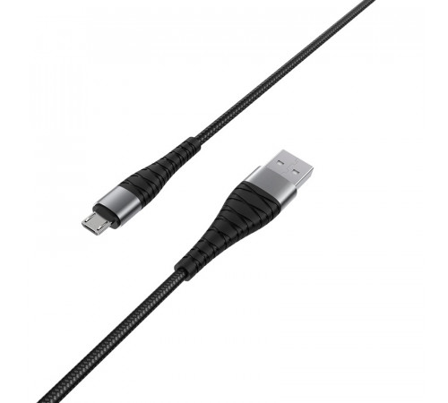 Кабель BOROFONE BX32 USB to Micro 2.4A, 1m, nylon, aluminum+TPE connectors, Black (6931474710437)