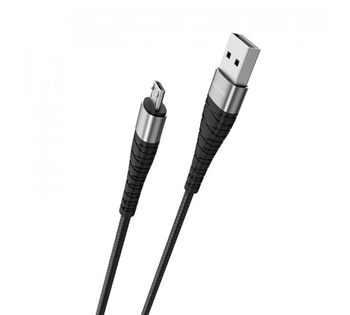 Кабель BOROFONE BX32 USB to Micro 2.4A, 1m, nylon, aluminum+TPE connectors, Black (6931474710437)