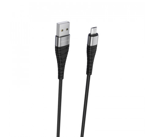 Кабель BOROFONE BX32 USB to Micro 2.4A, 1m, nylon, aluminum+TPE connectors, Black (6931474710437)