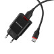Мережевий зарядний пристрій з кабелем BOROFONE BA20A Sharp single port charger set(Type-C) 10.5W Black (6931474702142)