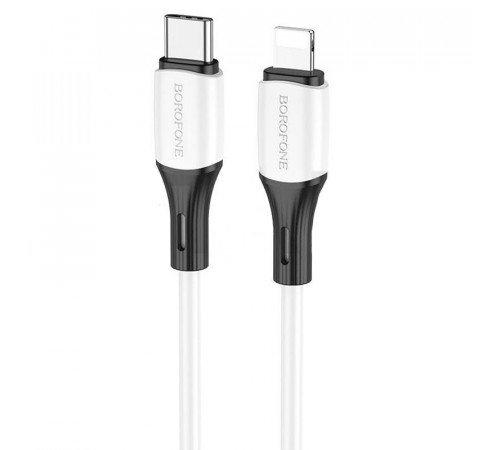 Кабель BOROFONE BX79 Type-C to iP 3A, 20W, 1m,,  silicone, silicone connectors, White (6974443384734)