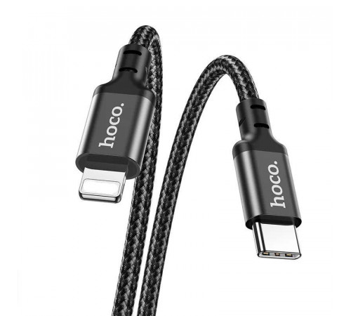 Кабель HOCO X14 Type-C to iP 3A, 20W, 1m, nylon, aluminum connectors, Black (6931474752192)