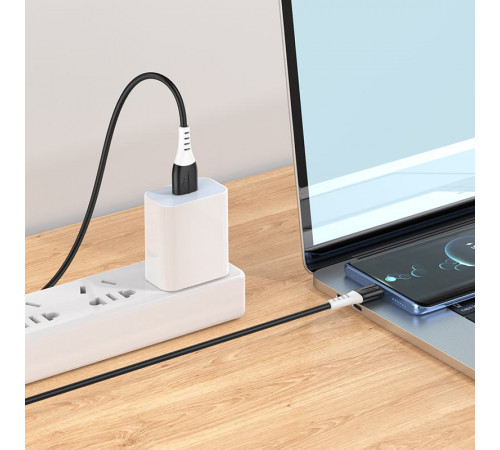 Кабель HOCO X82 USB to Type-C 3A, 1m, silicone, silicone connectors, Black (6931474768575)