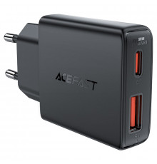 Мережевий зарядний пристрій ACEFAST A69 PD30W GaN (USB-A+USB-C) ultra-thin charger Black (6974316282709)
