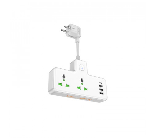 Мережевий подовжувач HOCO  AC11A Voyage 2-position expansion socket(1C3A) (8.5 cm) White (6942007607063)