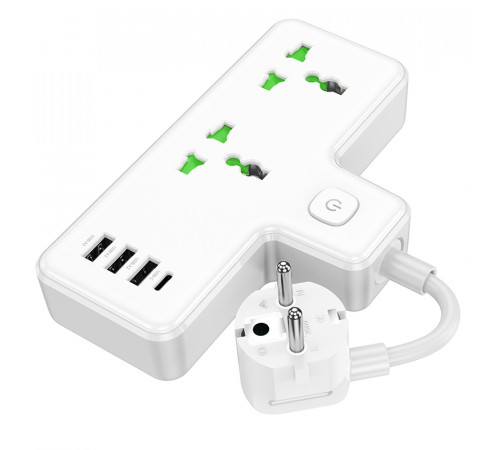 Мережевий подовжувач HOCO  AC11A Voyage 2-position expansion socket(1C3A) (8.5 cm) White (6942007607063)