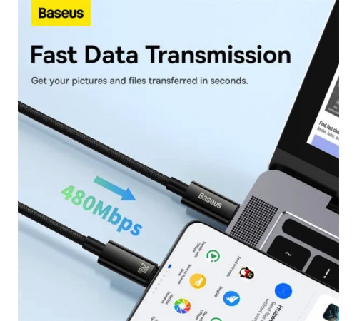 Кабель Baseus Tungsten Gold Fast Charging Data Cable Type-C to Type-C 240W 2m Black (CAWJ040101)