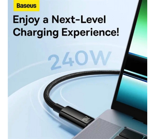 Кабель Baseus Tungsten Gold Fast Charging Data Cable Type-C to Type-C 240W 2m Black (CAWJ040101)
