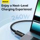 Кабель Baseus Tungsten Gold Fast Charging Data Cable Type-C to Type-C 240W 2m Black (CAWJ040101)