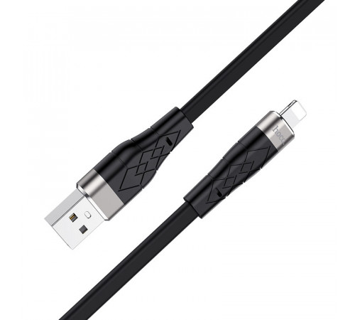 Кабель HOCO X53 USB to iP 2.4A, 1m, silicone, aluminum connectors, Black (6931474738059)