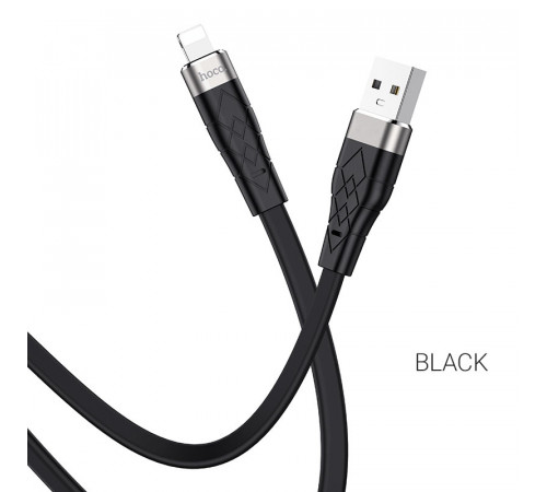 Кабель HOCO X53 USB to iP 2.4A, 1m, silicone, aluminum connectors, Black (6931474738059)