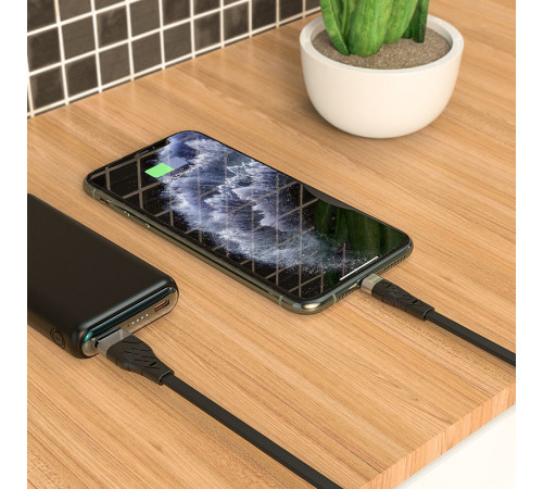 Кабель HOCO X53 USB to iP 2.4A, 1m, silicone, aluminum connectors, Black (6931474738059)