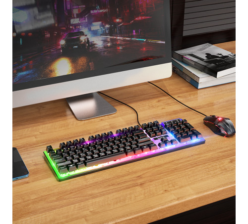 Миша + клавіатура HOCO GM18 Luminous gaming keyboard and mouse set Black (6931474783684)