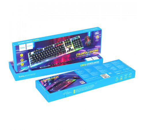 Миша + клавіатура HOCO GM18 Luminous gaming keyboard and mouse set Black (6931474783684)