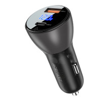 Автомобільний зарядний пристрій ACEFAST B6 metal 63W (USB-A+USB-C) with digital display (6974316280972)