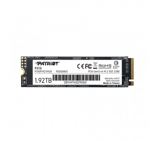Накопичувач SSD M.2 Patriot P310 1920GB NVMe 2280 PCIe 3.0x4 3D NAND TLC (P310P192TM28)