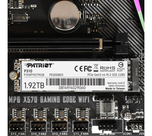 Накопичувач SSD M.2 Patriot P310 1920GB NVMe 2280 PCIe 3.0x4 3D NAND TLC (P310P192TM28)